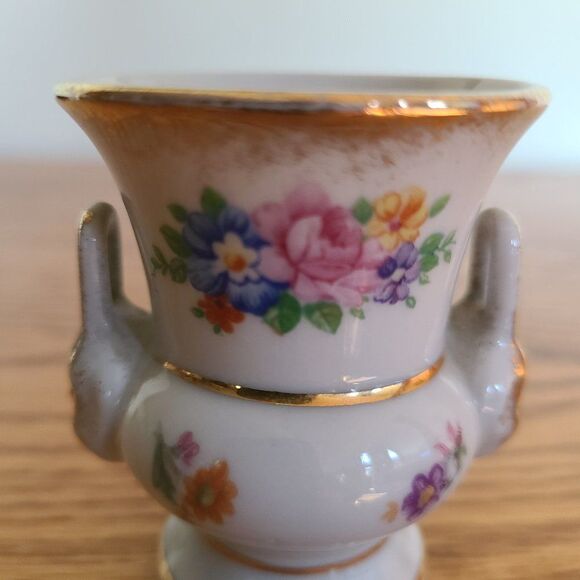 M Elfinware Germany Urn Shaped Mini Bud Vase Flowers With Gold Trim Bottom Stamp - Picture 3 of 10